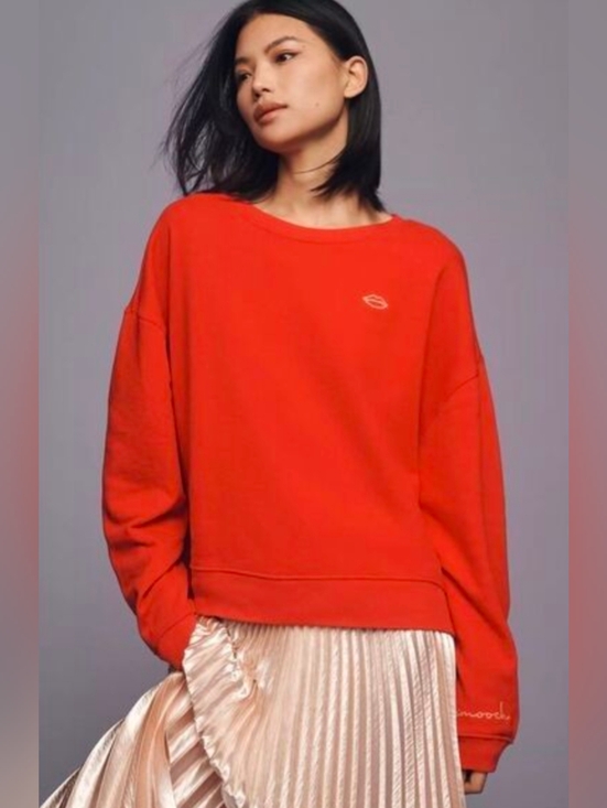 Pilcro Tops - Pilcro Red Embroidered Sweatshirt